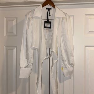 Tie Not Puff Sleeve Cropped Blouse